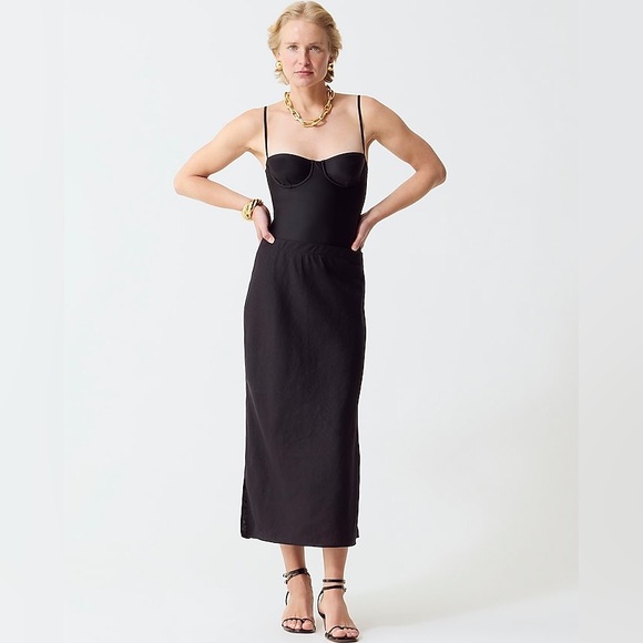 J Crew Women's Slip Skirt in Burnout Velvet Leopard Black Sz 4 K2125